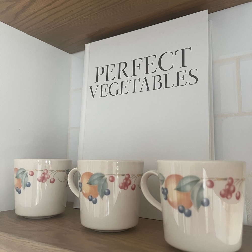 Corningware Cream Mugs with Peach & Berry Motif - Set of 3